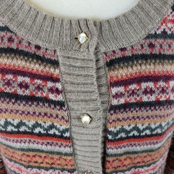 Talbots Aztek Design Button Down Sweater wool XL - Picture 5 of 6